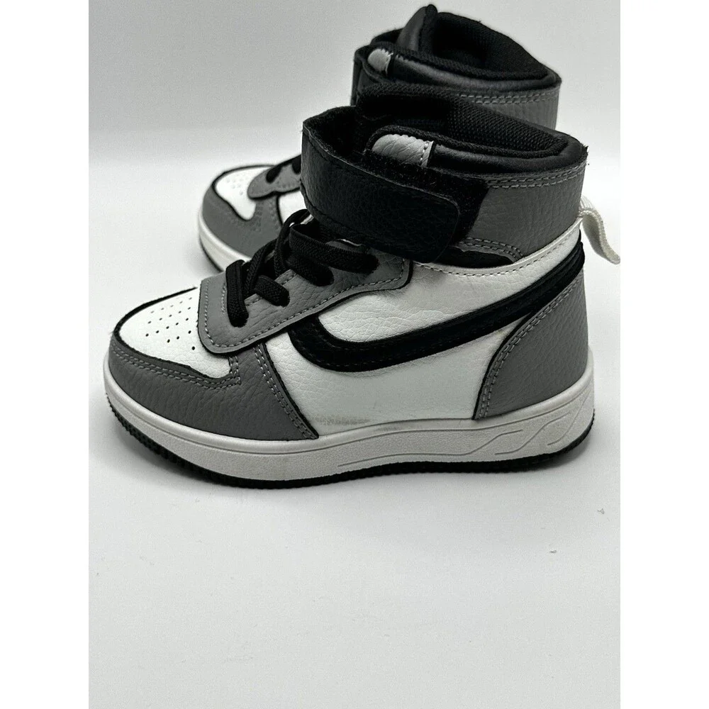 Max Casuals Toddler Kids Size 7 High Top Sneakers Black White Gray Panda